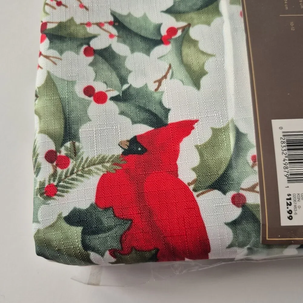Trim a Home Red Cardinal Christmas Mistletoe 60 x 102 IN Oblong Tablecloth Kmart